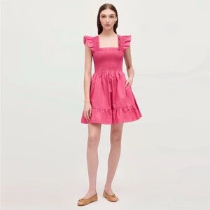 Hill House Elizabeth Nap Pink Mini Dress with Ruffle Sleeves